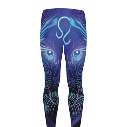 Dark Leo Zodiac Sign Print Men's leggings