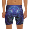 Dark Leo Zodiac Sign Print Men's Long Boxer Briefs