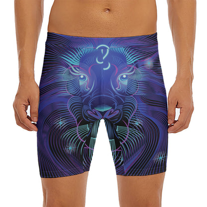 Dark Leo Zodiac Sign Print Men's Long Boxer Briefs