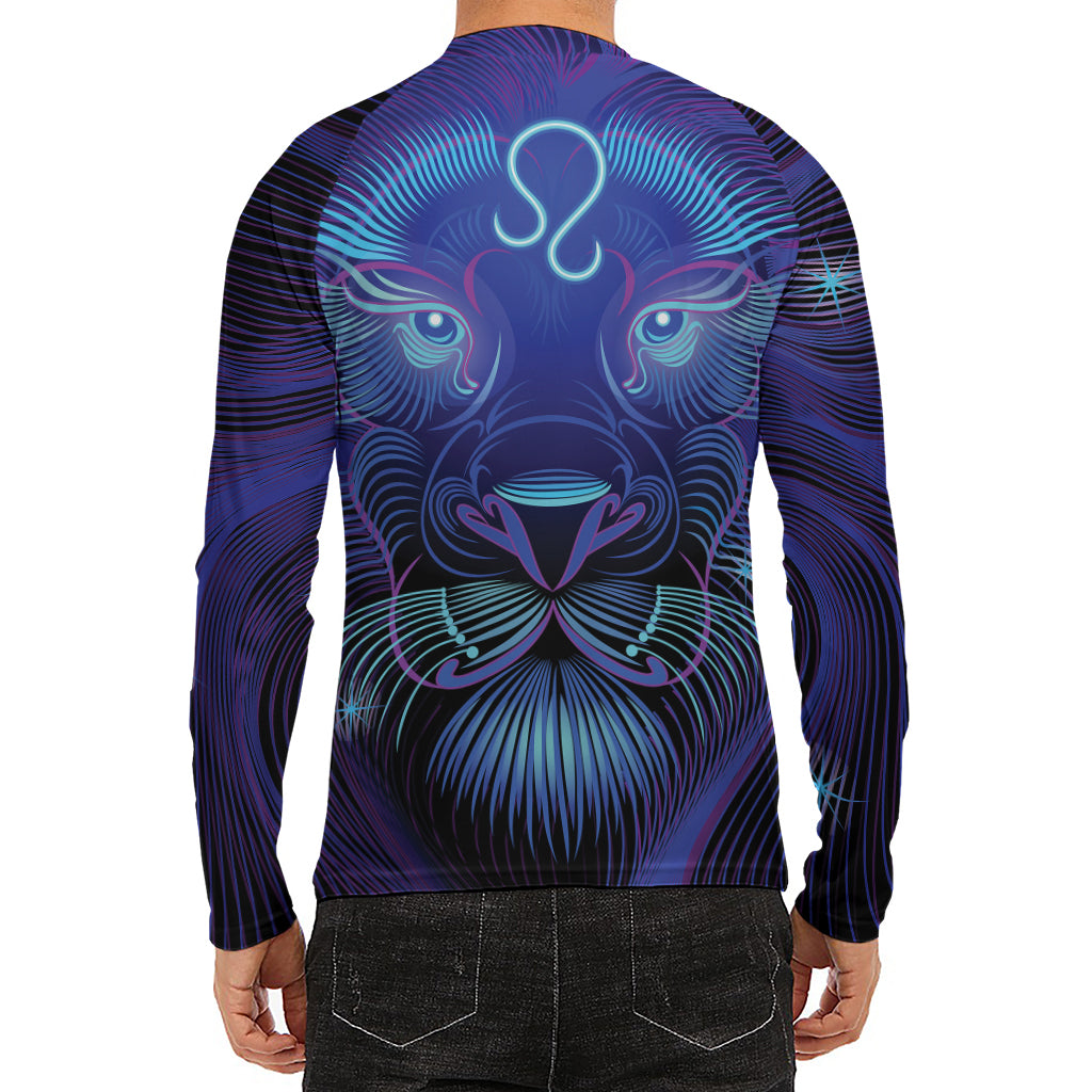 Dark Leo Zodiac Sign Print Men's Long Sleeve Rash Guard