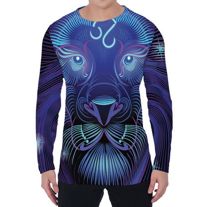 Dark Leo Zodiac Sign Print Men's Long Sleeve T-Shirt