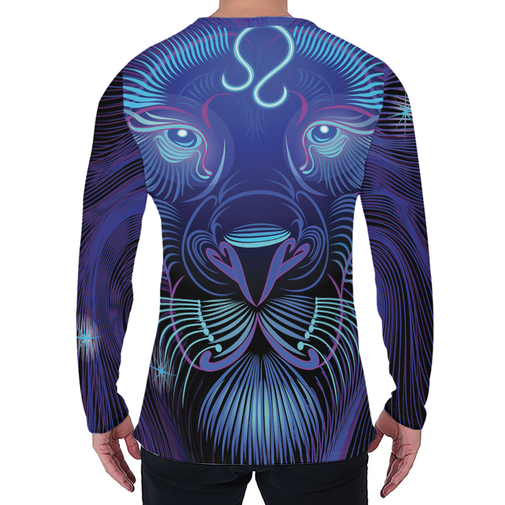 Dark Leo Zodiac Sign Print Men's Long Sleeve T-Shirt