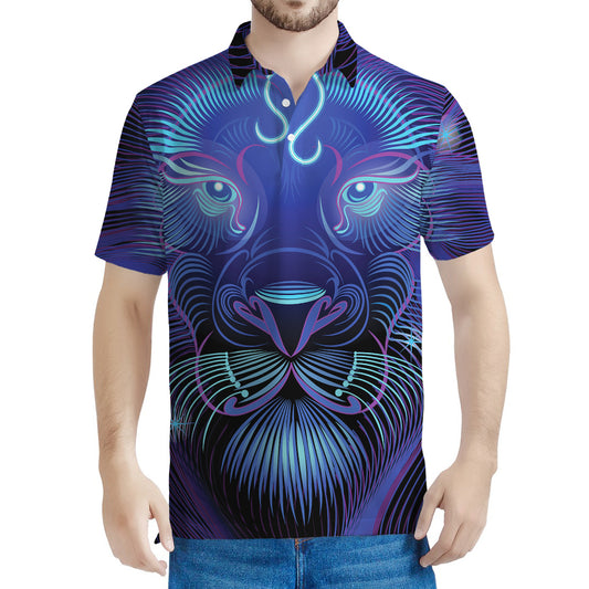 Dark Leo Zodiac Sign Print Men's Polo Shirt