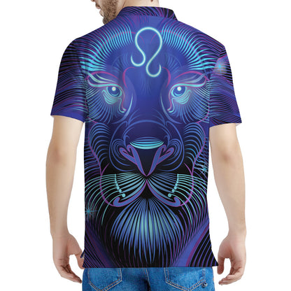 Dark Leo Zodiac Sign Print Men's Polo Shirt