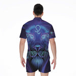 Dark Leo Zodiac Sign Print Men's Rompers