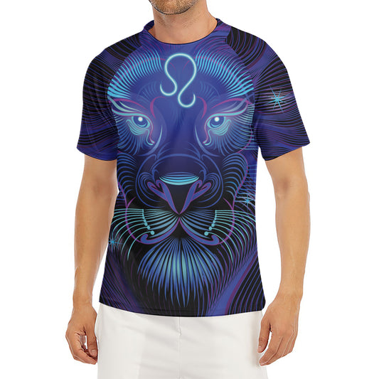 Dark Leo Zodiac Sign Print Men's Short Sleeve Rash Guard