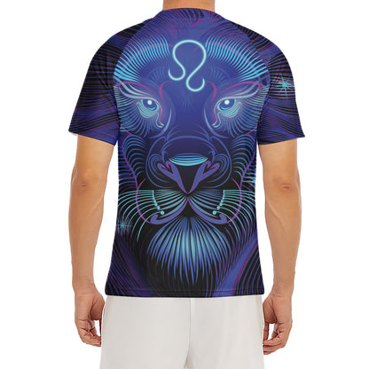 Dark Leo Zodiac Sign Print Men's Short Sleeve Rash Guard