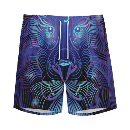 Dark Leo Zodiac Sign Print Men's Sports Shorts