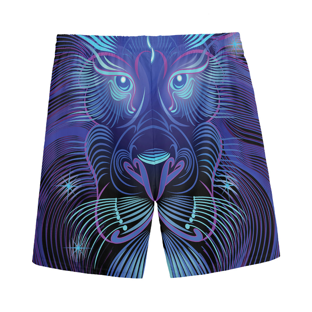 Dark Leo Zodiac Sign Print Men's Sports Shorts