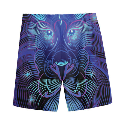 Dark Leo Zodiac Sign Print Men's Sports Shorts