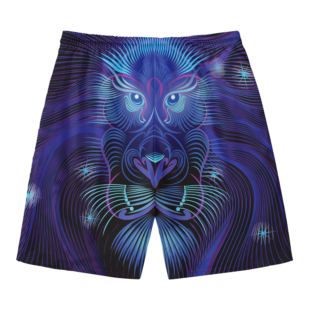 Dark Leo Zodiac Sign Print Men's Swim Trunks