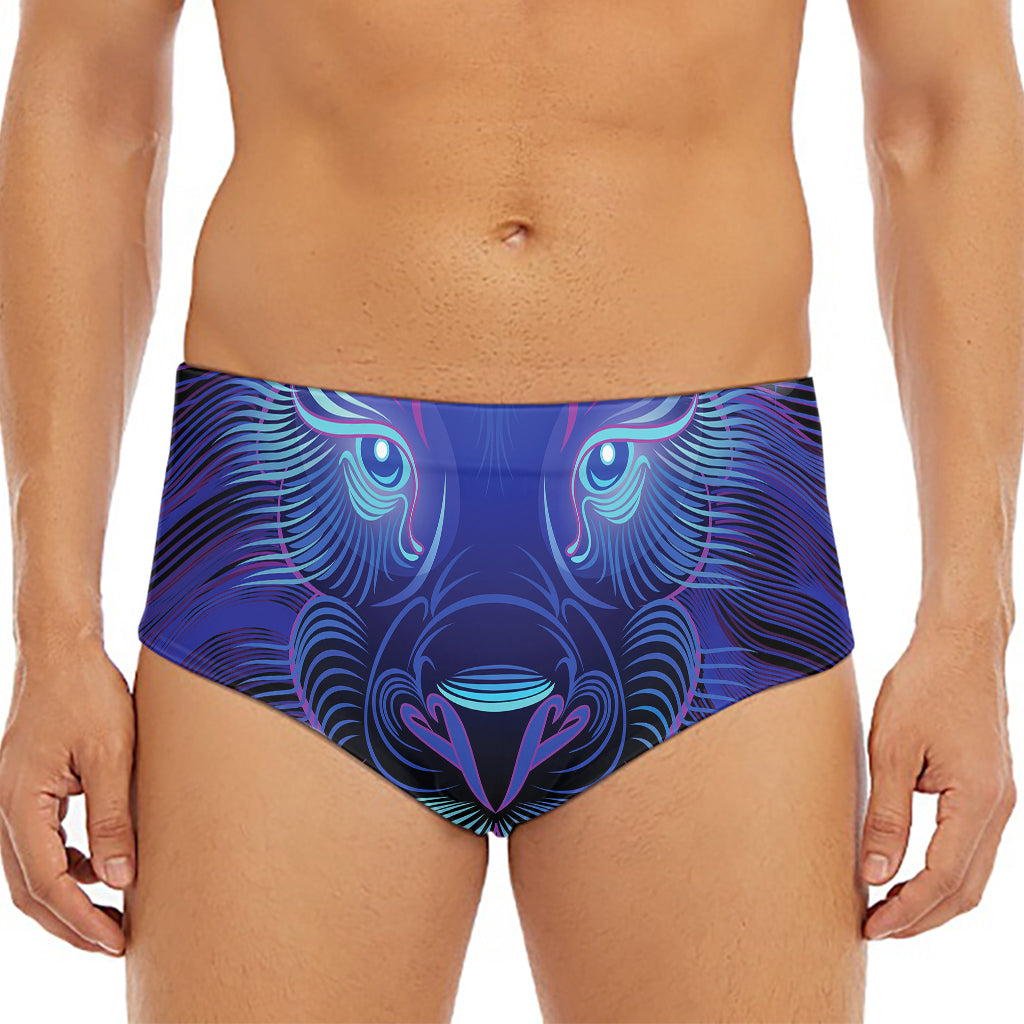Dark Leo Zodiac Sign Print Men's Triangle Swim Briefs