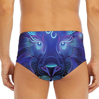 Dark Leo Zodiac Sign Print Men's Triangle Swim Briefs