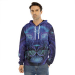 Dark Leo Zodiac Sign Print Men's Velvet Pullover Hoodie