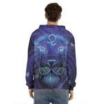Dark Leo Zodiac Sign Print Men's Velvet Pullover Hoodie