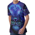Dark Leo Zodiac Sign Print Men's Velvet T-Shirt