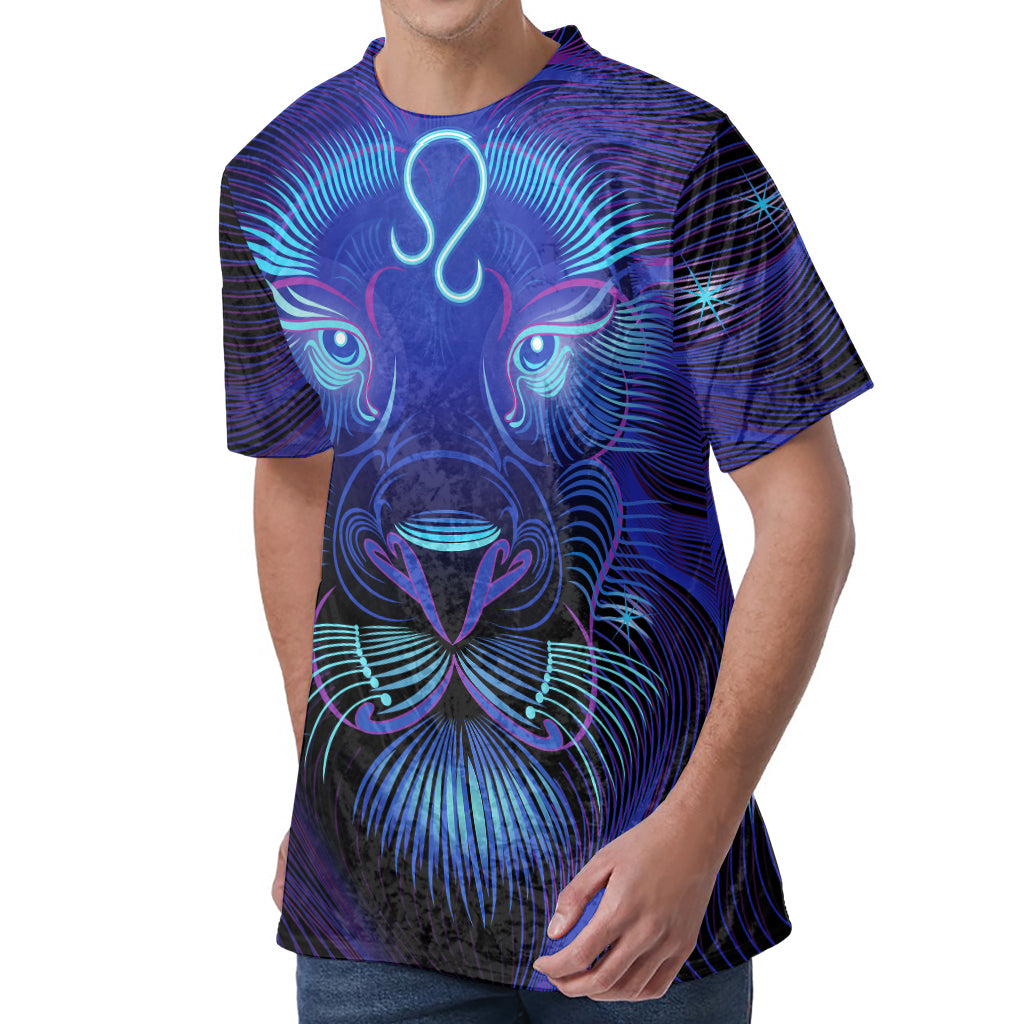 Dark Leo Zodiac Sign Print Men's Velvet T-Shirt