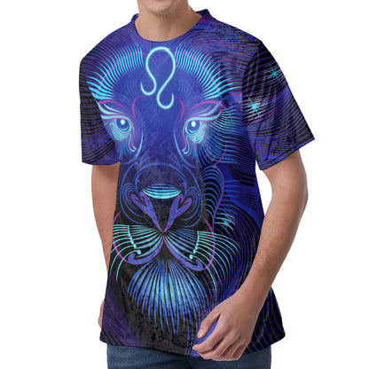 Dark Leo Zodiac Sign Print Men's Velvet T-Shirt