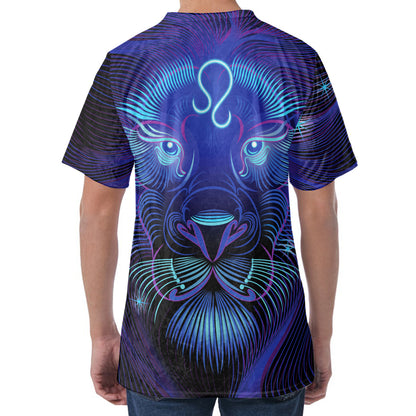 Dark Leo Zodiac Sign Print Men's Velvet T-Shirt