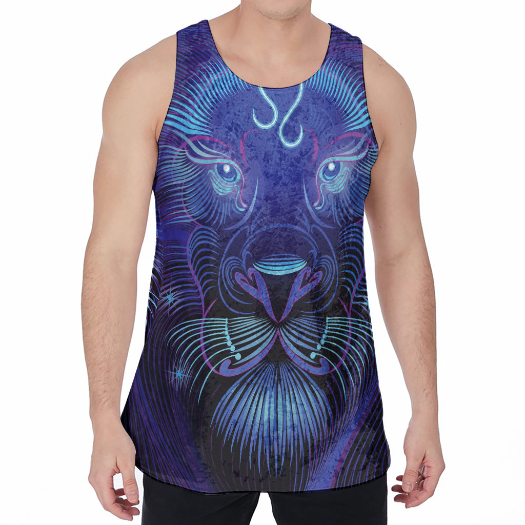 Dark Leo Zodiac Sign Print Men's Velvet Tank Top