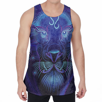 Dark Leo Zodiac Sign Print Men's Velvet Tank Top