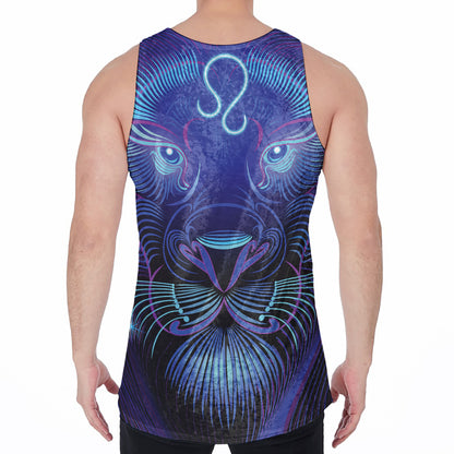 Dark Leo Zodiac Sign Print Men's Velvet Tank Top