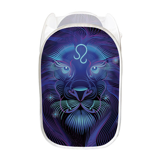 Dark Leo Zodiac Sign Print Mesh Laundry Hamper