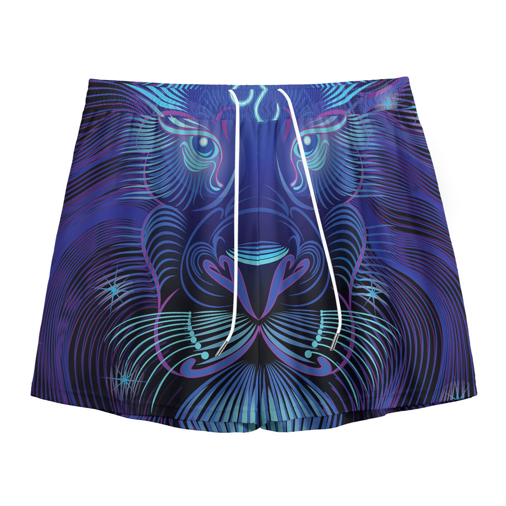 Dark Leo Zodiac Sign Print Mesh Shorts