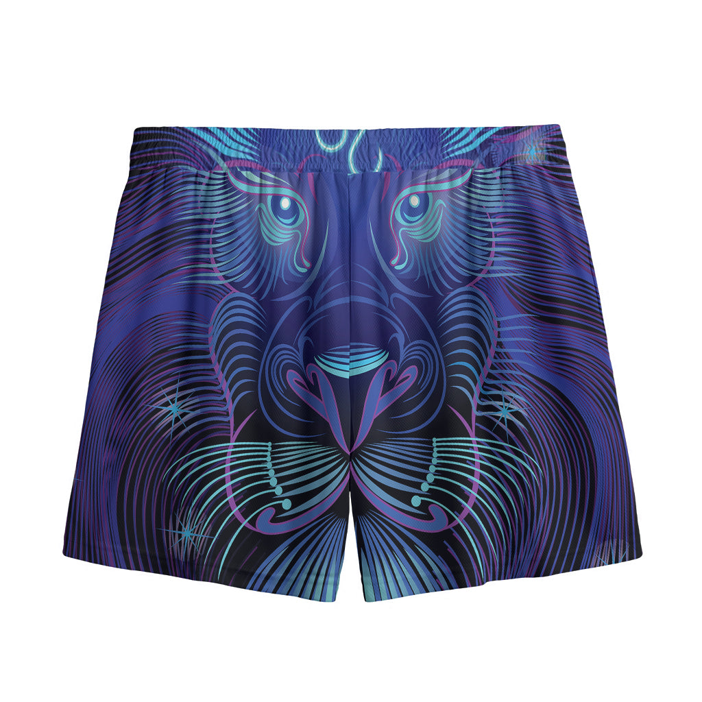 Dark Leo Zodiac Sign Print Mesh Shorts