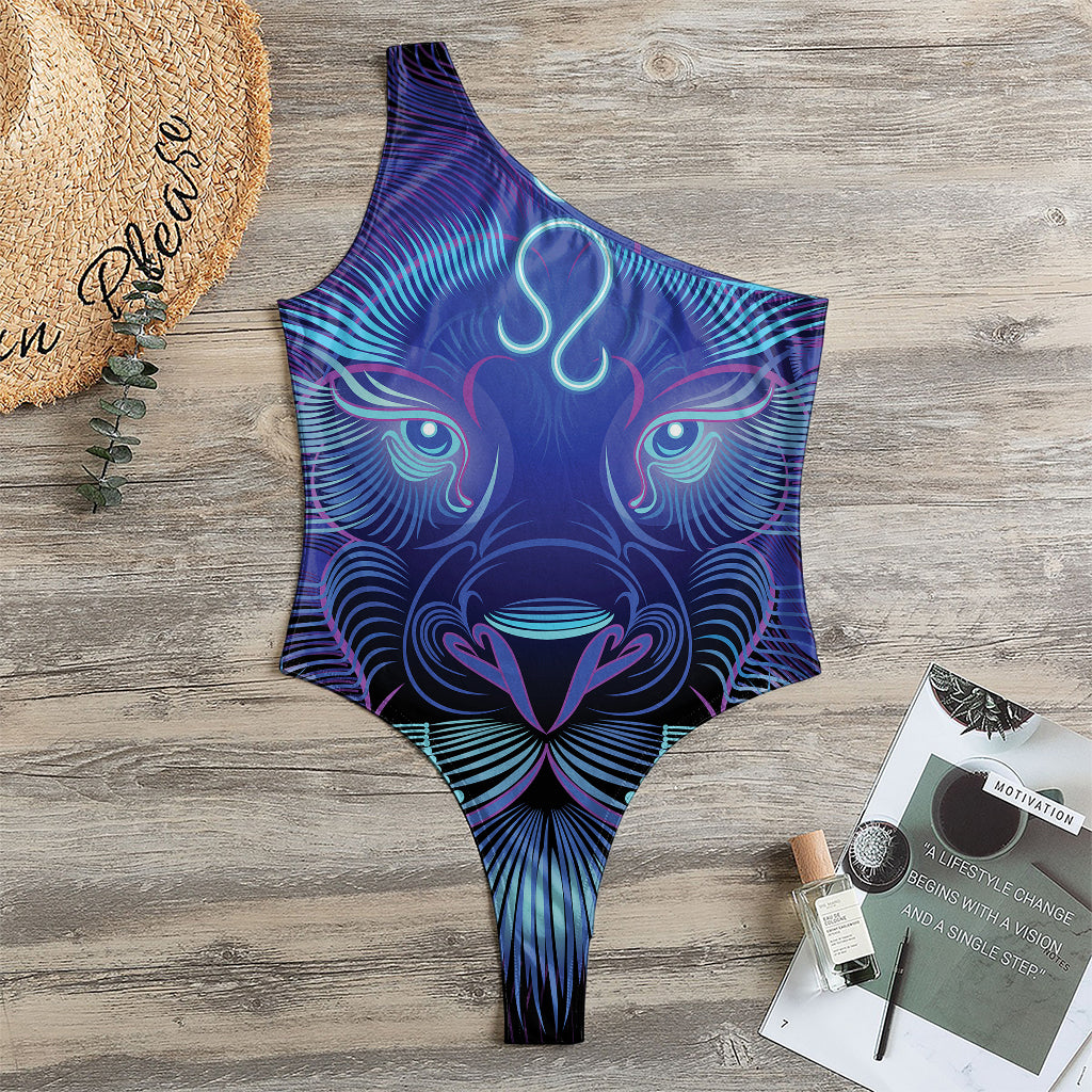 Dark Leo Zodiac Sign Print One Shoulder Bodysuit