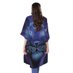 Dark Leo Zodiac Sign Print Open Front Beach Cover Up