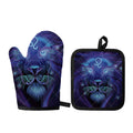 Dark Leo Zodiac Sign Print Oven Mitt And Pot Holder Set