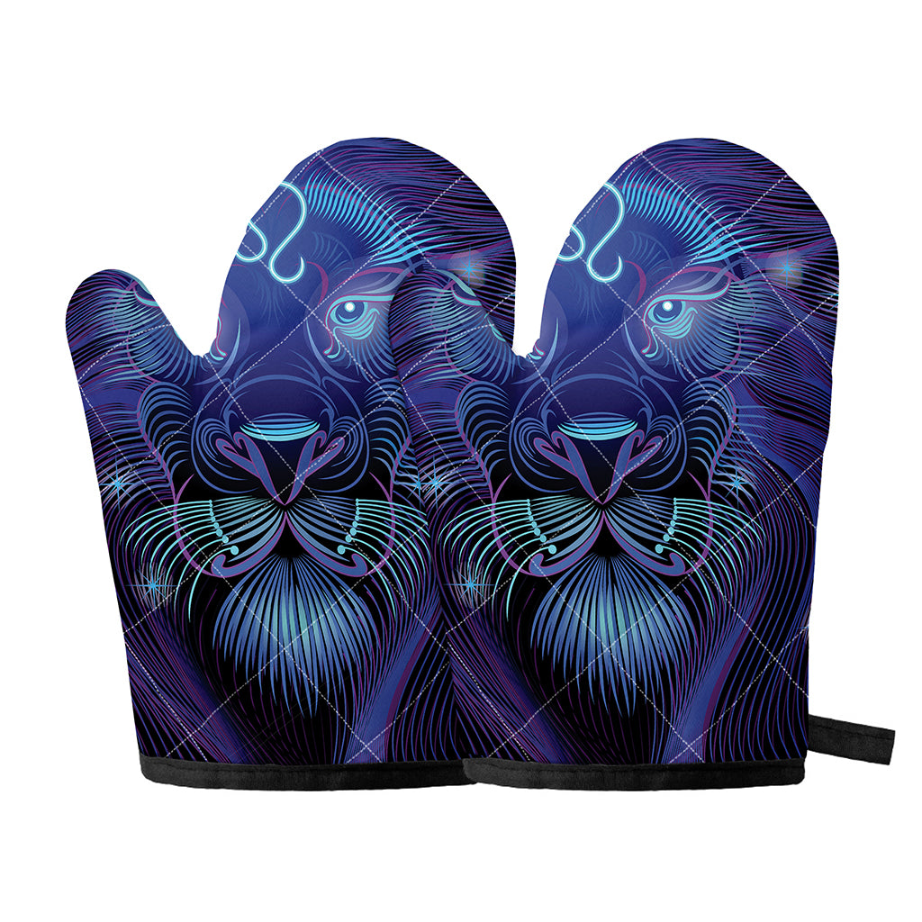 Dark Leo Zodiac Sign Print Oven Mitts