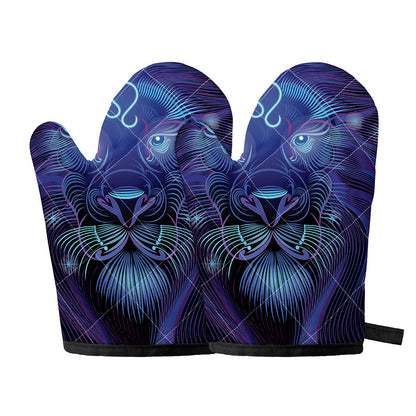 Dark Leo Zodiac Sign Print Oven Mitts