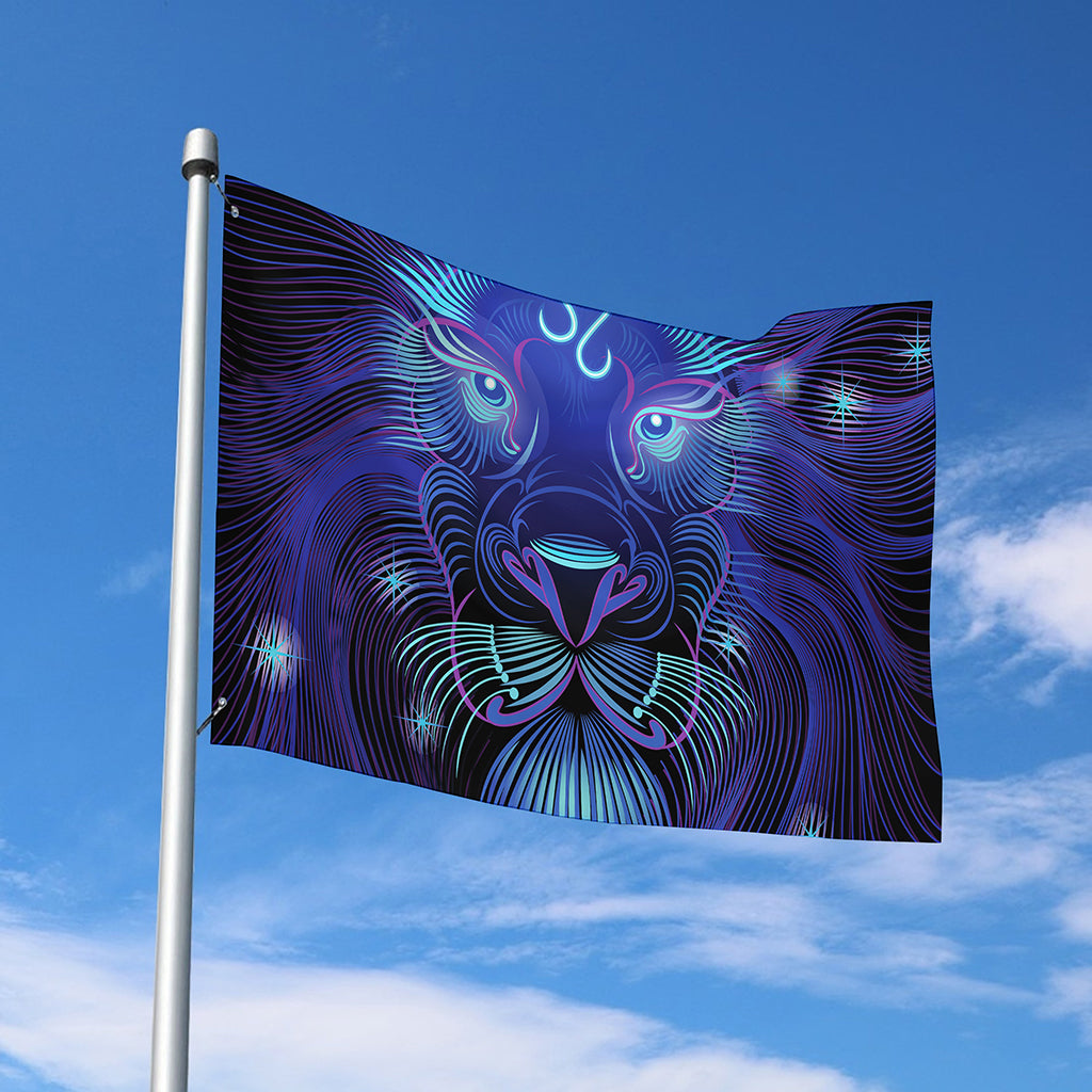 Dark Leo Zodiac Sign Print Polyester Flag