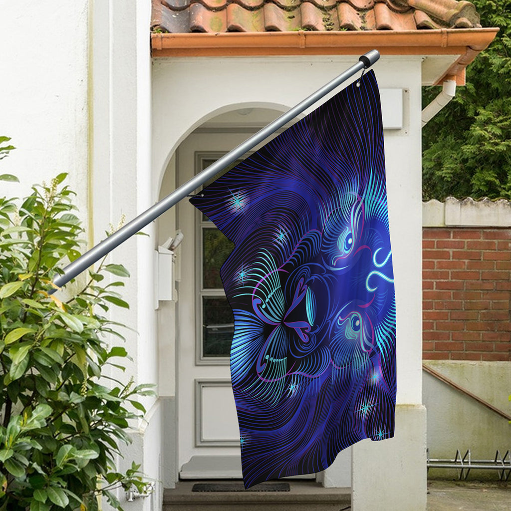 Dark Leo Zodiac Sign Print Polyester Flag