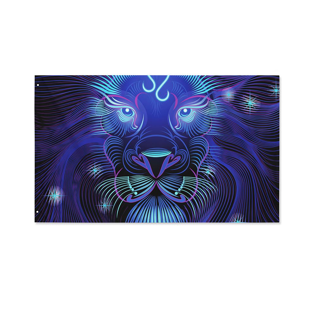 Dark Leo Zodiac Sign Print Polyester Flag