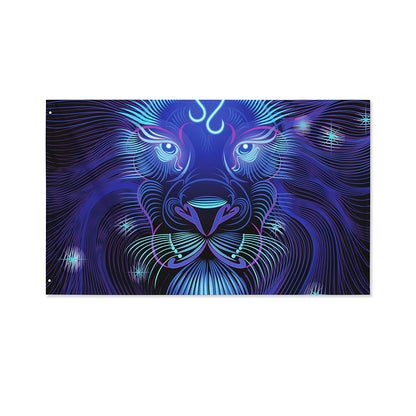 Dark Leo Zodiac Sign Print Polyester Flag