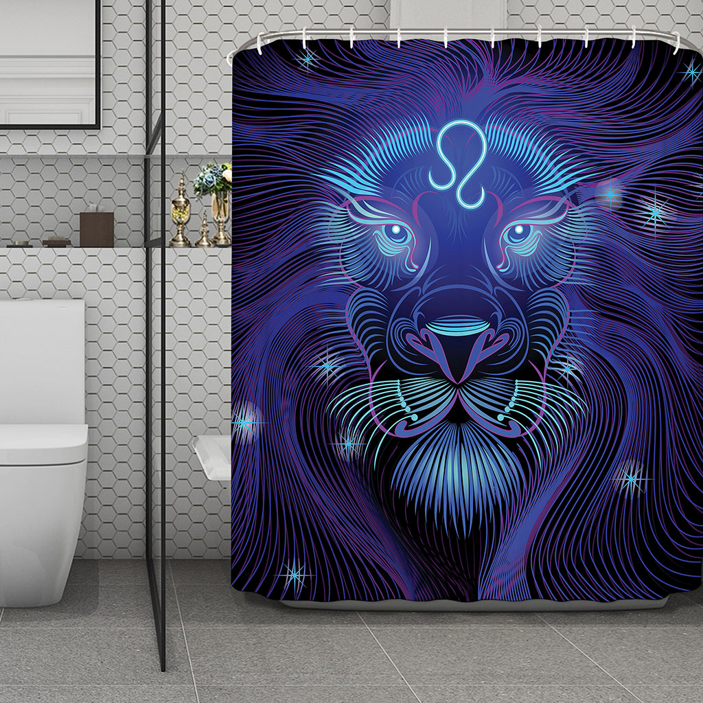 Dark Leo Zodiac Sign Print Polyester Shower Curtain