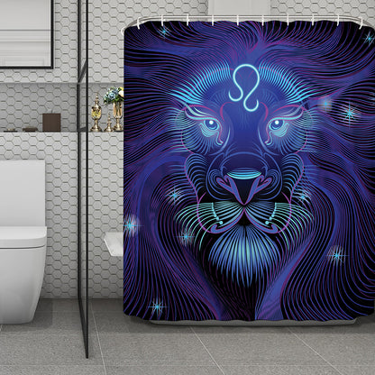 Dark Leo Zodiac Sign Print Polyester Shower Curtain