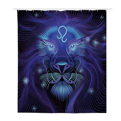 Dark Leo Zodiac Sign Print Polyester Shower Curtain