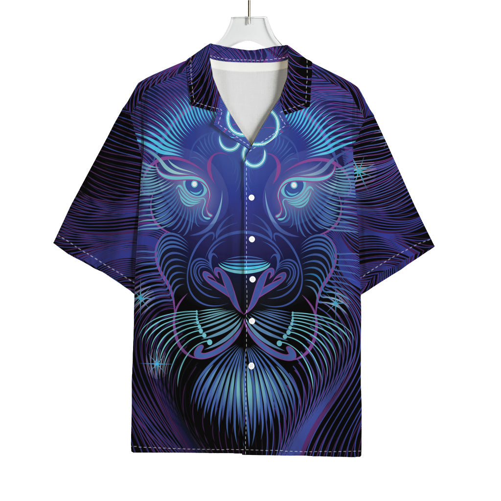 Dark Leo Zodiac Sign Print Rayon Hawaiian Shirt