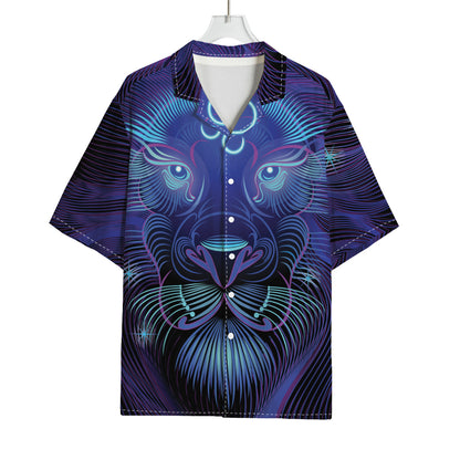 Dark Leo Zodiac Sign Print Rayon Hawaiian Shirt