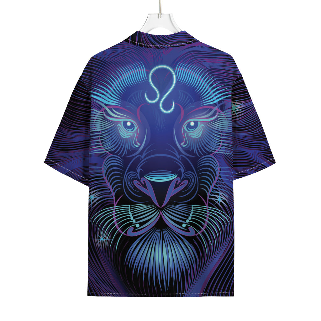 Dark Leo Zodiac Sign Print Rayon Hawaiian Shirt