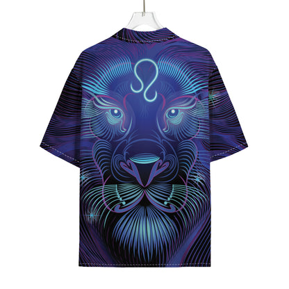 Dark Leo Zodiac Sign Print Rayon Hawaiian Shirt