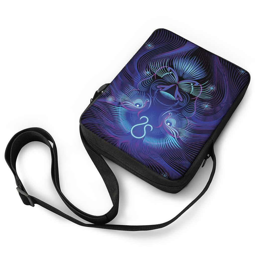 Dark Leo Zodiac Sign Print Rectangular Crossbody Bag