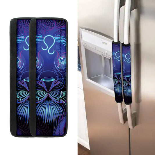 Dark Leo Zodiac Sign Print Refrigerator Handle Covers