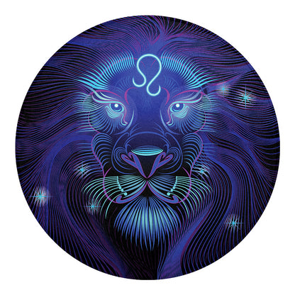 Dark Leo Zodiac Sign Print Round Blanket