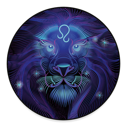 Dark Leo Zodiac Sign Print Round Floor Mat