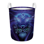 Dark Leo Zodiac Sign Print Round Laundry Basket